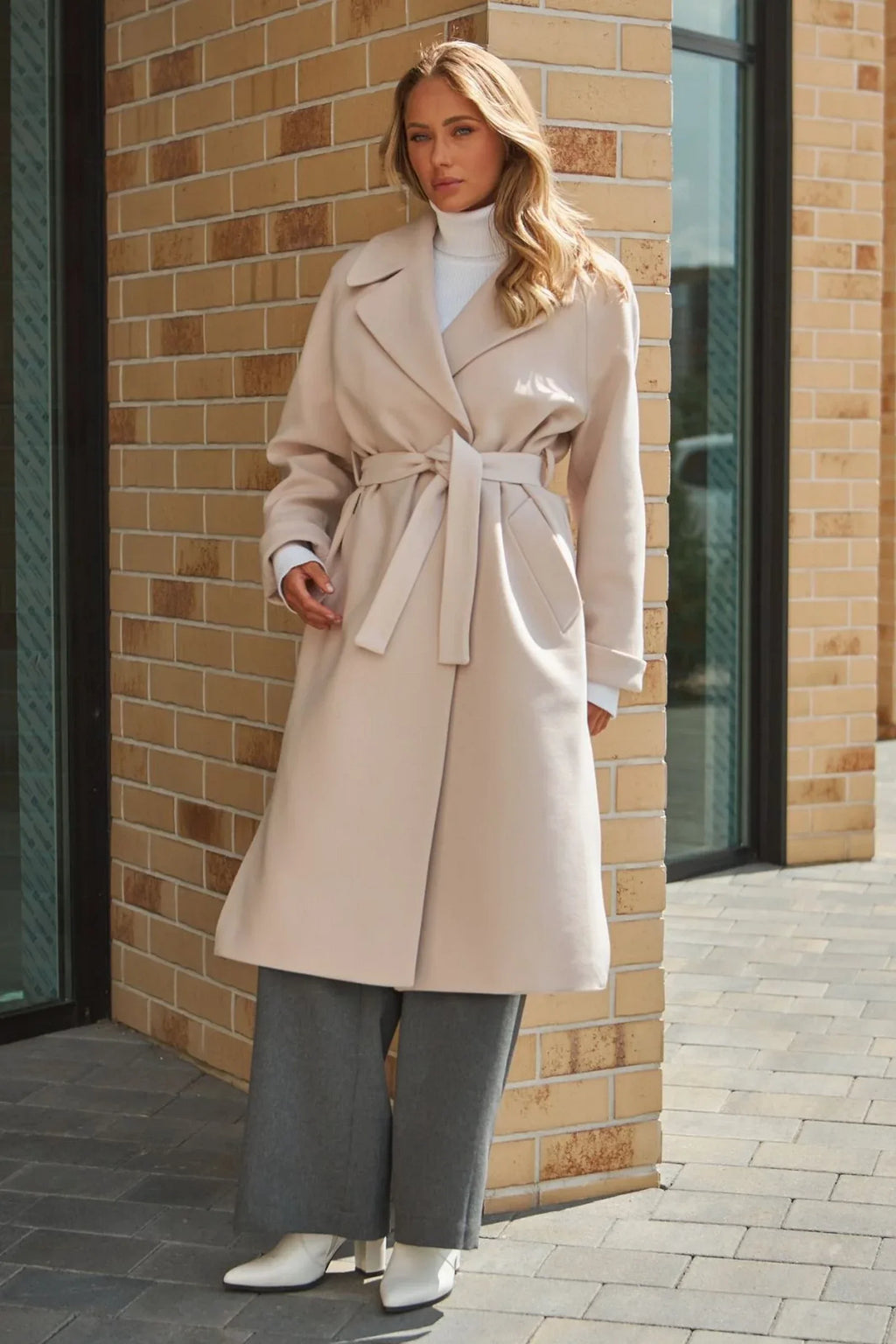 Adenur Classic Wool Blend Overcoat in Ivory - SJB-DIAMOND ELITES