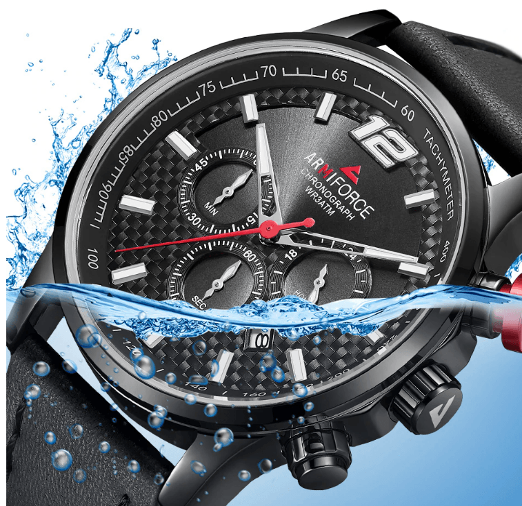 Mens Waterproof Sport Watch With Chronometers Day View And Cross-Matte Background Modern Man Watch Stevvex