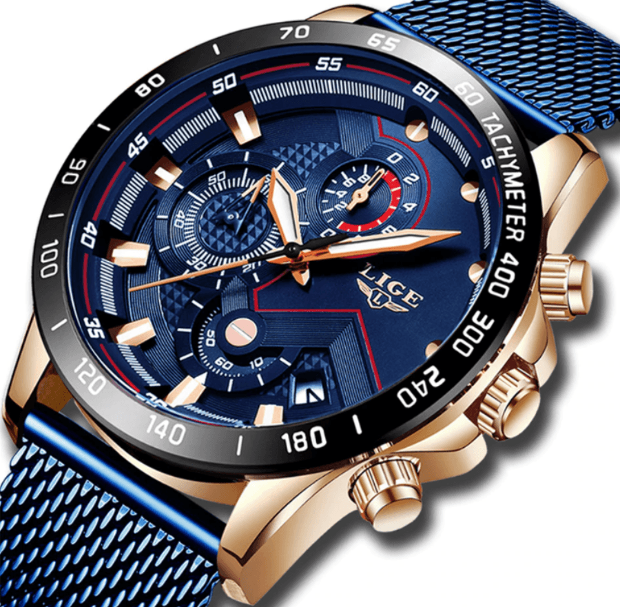 Men's Sports Waterproof Watch With  Stainless Steel Bracelet Unique Design Perfect Gift For Your Man Stevvex