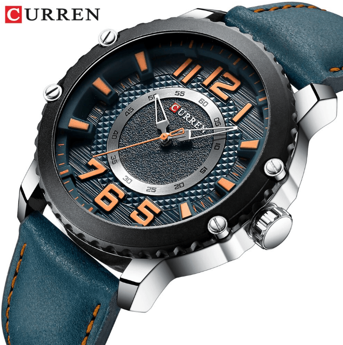 Men's Waterproof  Sport Watch With Leather  Belts  And Large Numbers Details Unique Design Perfect Gift Stevvex