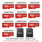 [10pcs High Speed TF Card] KOOTION 10pcs/5pcs 64GB 32GB 512MB High Speed UHS-I C10 U1 TF Memory Card with SD Adapter | Mini SDXC Card for Smartphone Tablet Laptop Action Camera Dash Cam Drone Game Console Lootquake LLC