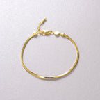 Simple Vintage Ins Folded Square Scaled Snake Bone Chain S925 Silver Plated 18k Gold Bracelet Female Pi-Mart