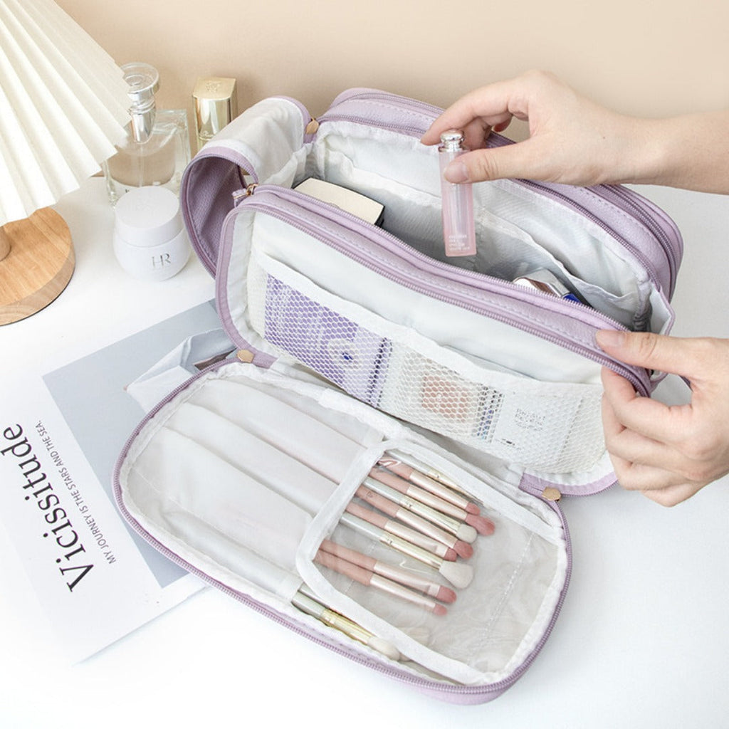 Makeup bag with compartments, Multifunctional cosmetic bag women's large capacity, portable storage bag, partition travel toilet bag, makeup bag organizer, - SJB-DIAMOND ELITES