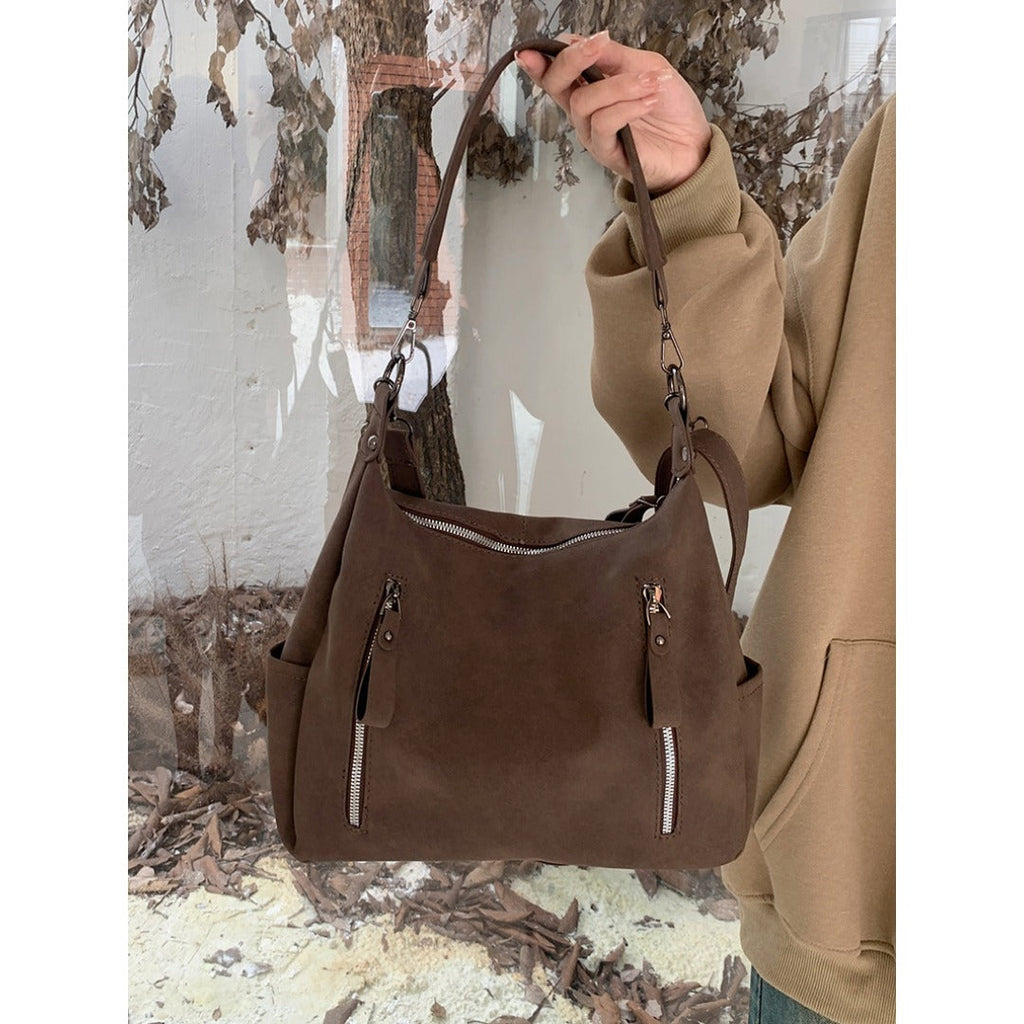 Vintage large capacity hobo bag for women, women's fashion tote bag, textured portable commuter bag - SJB-DIAMOND ELITES