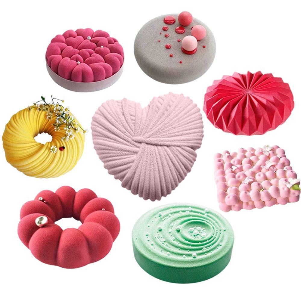 27 Style Silicone Cake Molds Pastry Bakeware Set Non-Stick Mousse Mould Party Dessert Baking Tools Decorating Pan Kitchen Tools Silicone Cupcake Baking Cups Food Grade Non-Stick Silicone Muffin Liners Stevvex