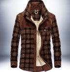 Winter Jacket Men Thicken Warm Fleece Jackets Coats Pure Cotton Plaid Jacket Military Clothes Pi-Mart