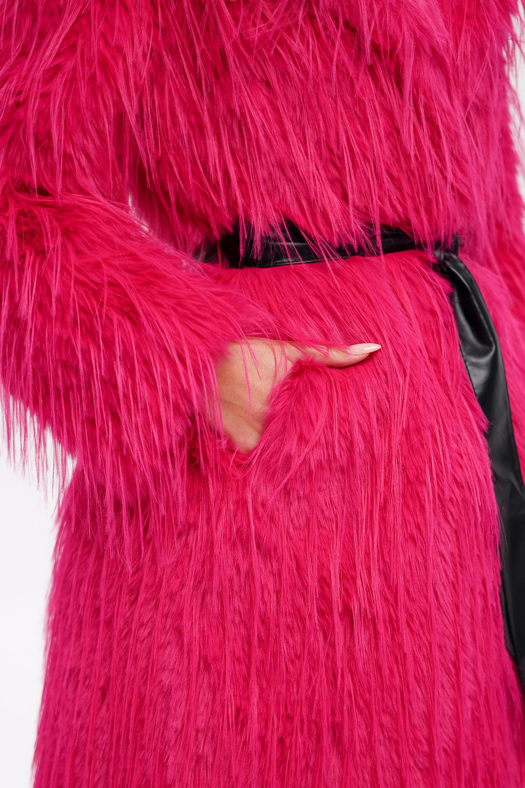 Faux Ostrich Effect Fur Coat - SJB-DIAMOND ELITES
