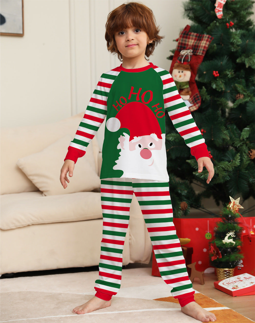 Family Pajamas Matching Sets Red Stripe Xmas Holiday Sleepwear Jammies Long Sleeve PJs Outfits Pi-Mart