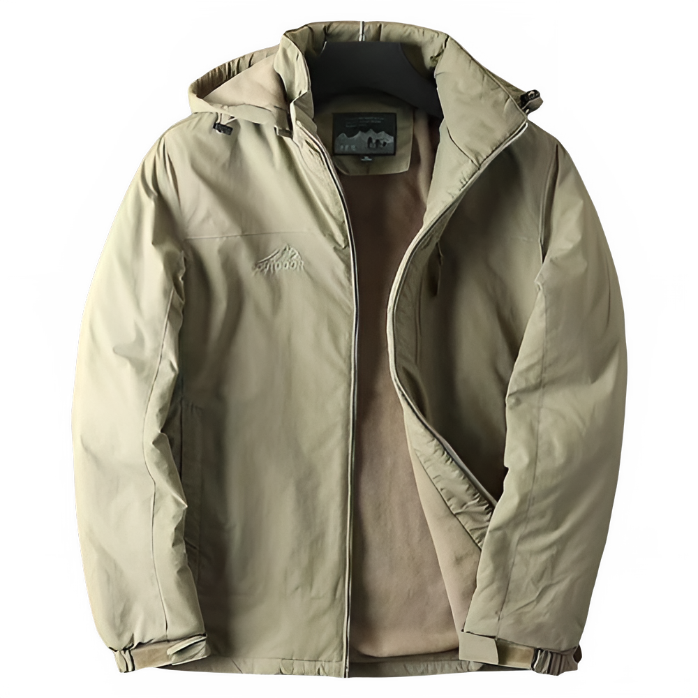 Waterproof Fleece Lined Warm Jacket Outdoor Hiking Trekking Jacket with Hood Spring Autumn Windbreaker Hooded Jacket Mens Coats