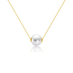 18K Gold Round Pearl Necklace Clavicle Chain