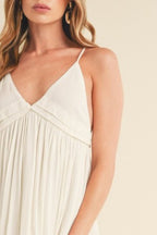 Ruched Plunge Mini Cami Dress For Women – Flattering & Chic with Plunging Neckline and Fitted Design Stevvex