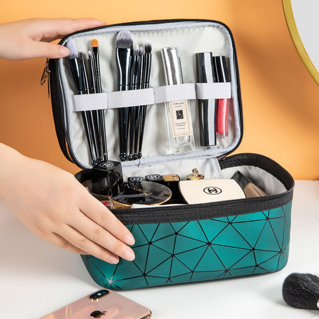 Transparent Cosmetic Bag, Double cosmetic bag, portable large capacity waterproof multi-functional portable makeup bag, travel skin care product storage bag, toilet bag for College Dorm Camp Gym - SJB-DIAMOND ELITES