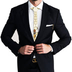 Stitching Geometric Plaid Gold Tie Men's Suit Clothing Lootquake LLC