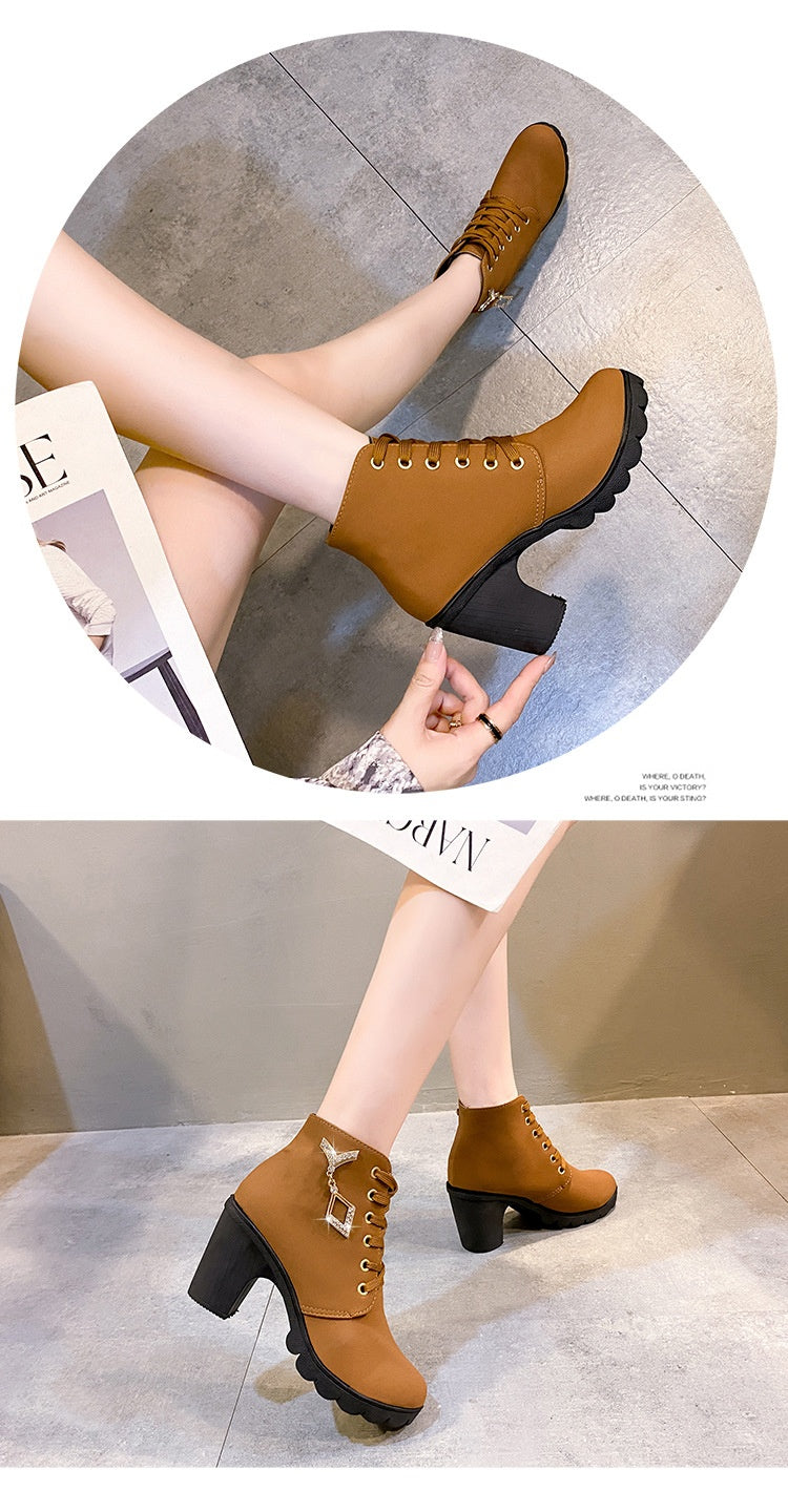 Rubber New Personalized Versatile High Heel Boots Pi-Mart