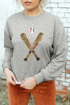 Gray Sequin Baseball Sweatshirt – Sparkle & Comfort | Femstylo