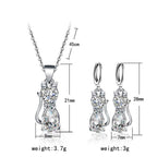 Cute Kitty Zircon Pendant Alloy Plated Silver Accessories Necklace Pi-Mart