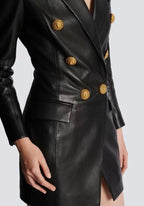 Women's PU Leather Blazer Dress 2025 - Slim Fit Office Suit, Minimalist Chic Work Attire Purplish Diva