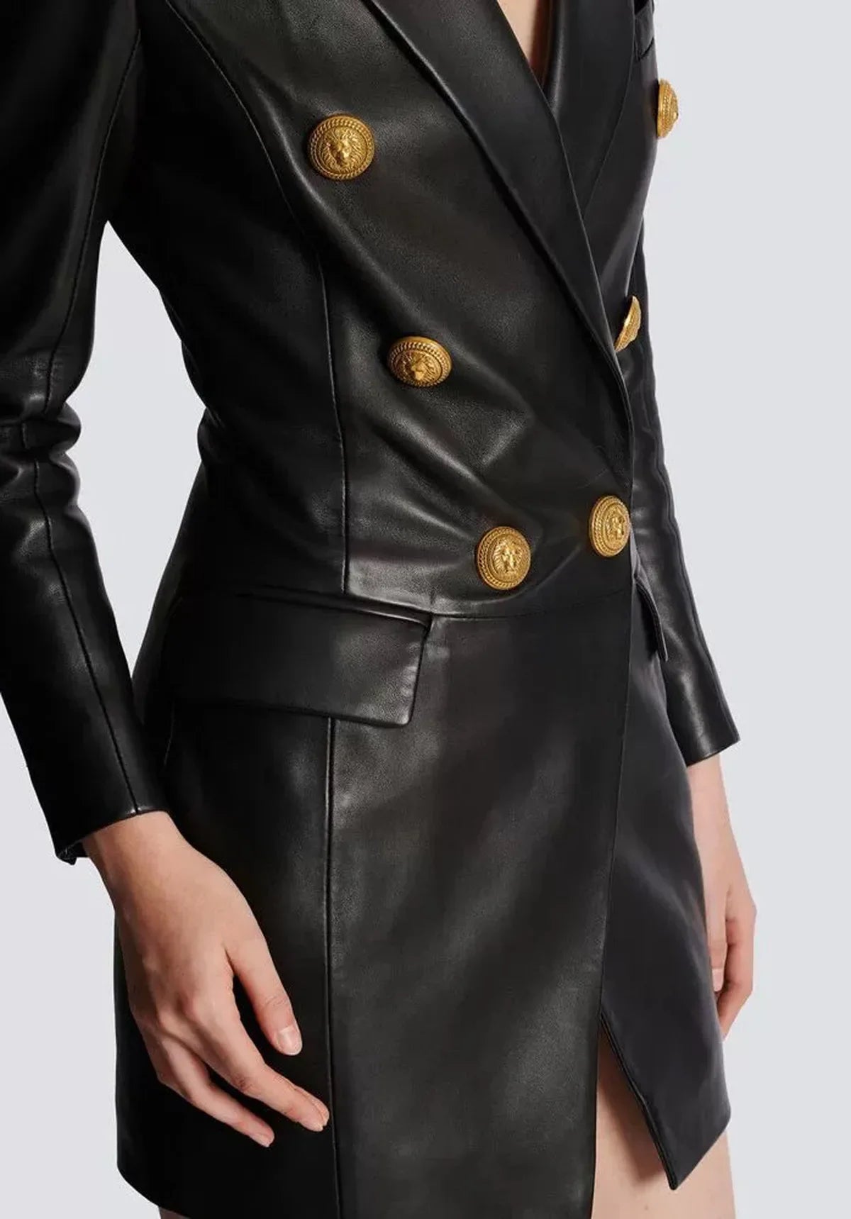Women's PU Leather Blazer Dress 2025 - Slim Fit Office Suit, Minimalist Chic Work Attire Purplish Diva