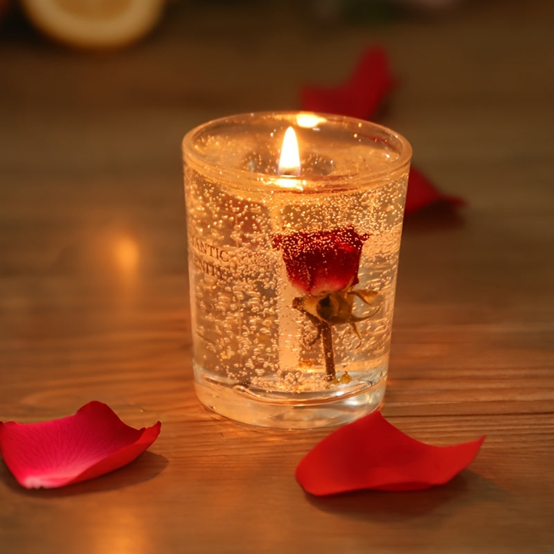 Rose Jelly Scented Candle for Aromatherapy, Romantic Atmosphere - Ideal for Birthdays, Valentine's Day, Anniversaries, Thanksgiving, Christmas - 1pc, Soy Wax in Glass Jar Lootquake LLC