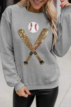 Gray Sequin Baseball Sweatshirt – Sparkle & Comfort | Femstylo