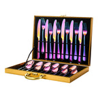 24-Piece Stainless Steel Tableware Set - One-Piece Molded Knife Fork Spoon Collection Pi-Mart