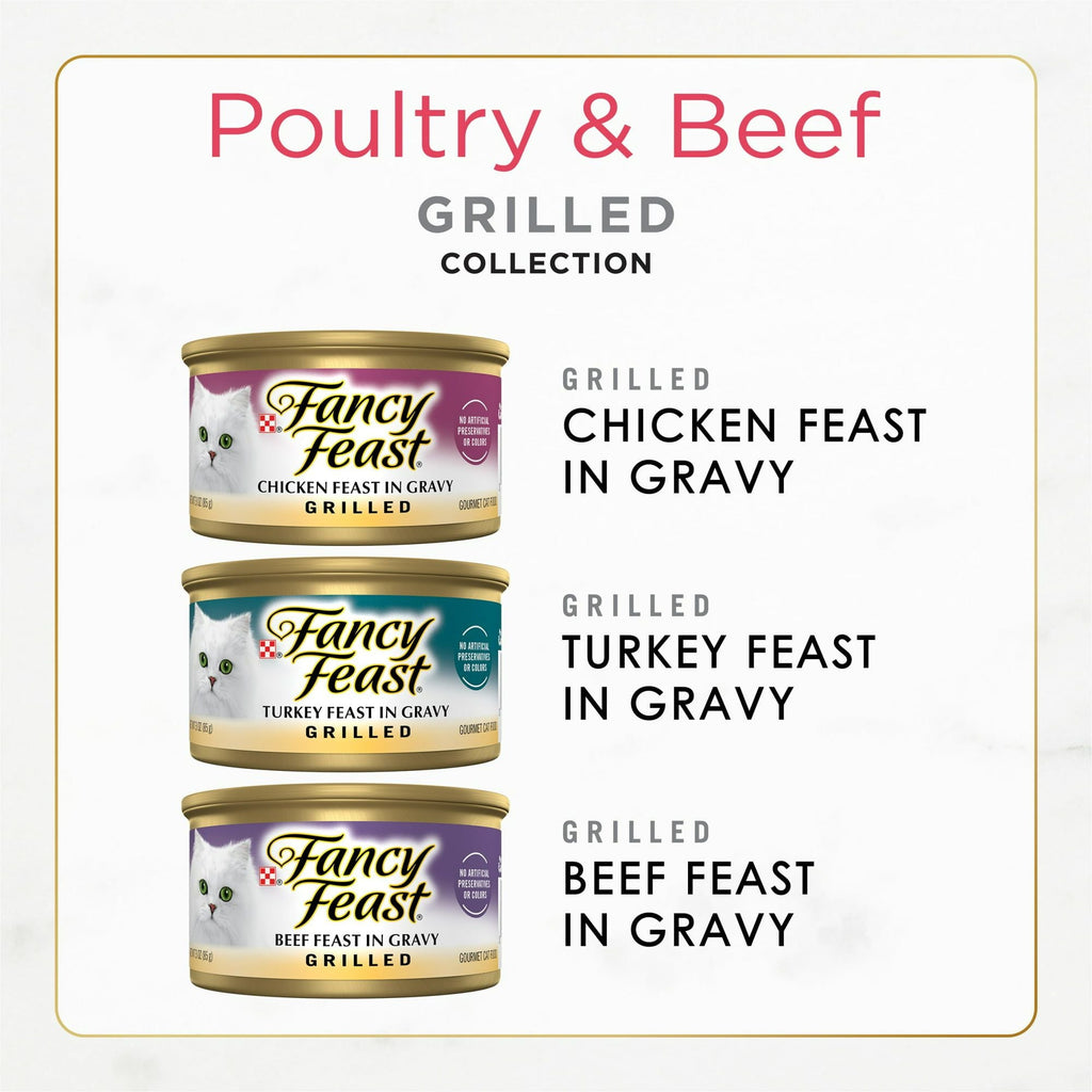Purina Fancy Feast Poultry & Beef Gravy Wet Cat Food Variety Pack, 3 oz Cans (30 Pack) EasyOptionXY LLC