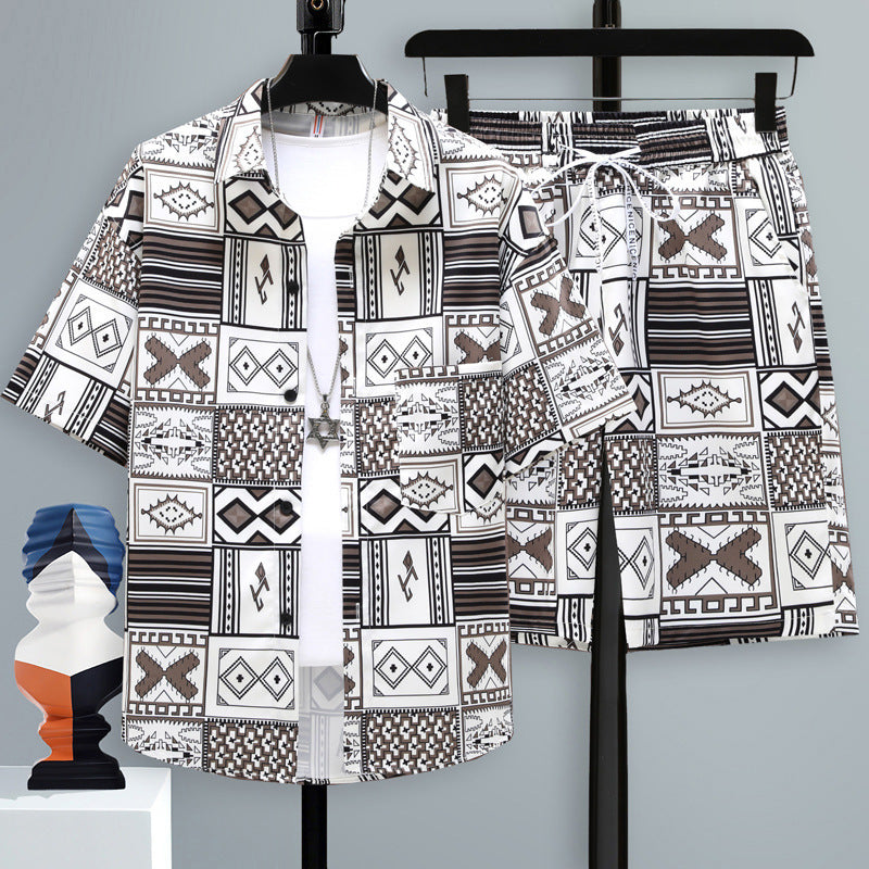 Men's Short-sleeved Suit Youth Student Leisure Sports Cool Shorts Two-piece Set Lootquake LLC