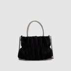 Mini rhinestone hand-held pleated bag, fashion party tote crossbody cloud chain woman - SJB-DIAMOND ELITES