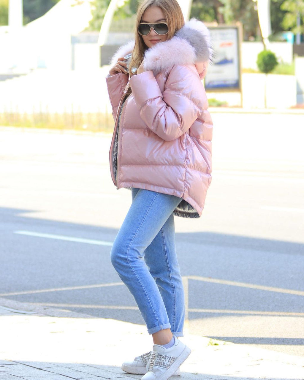 ⇆ Nicole Genuine Polar Fox Reversible Down Coat - SJB-DIAMOND ELITES