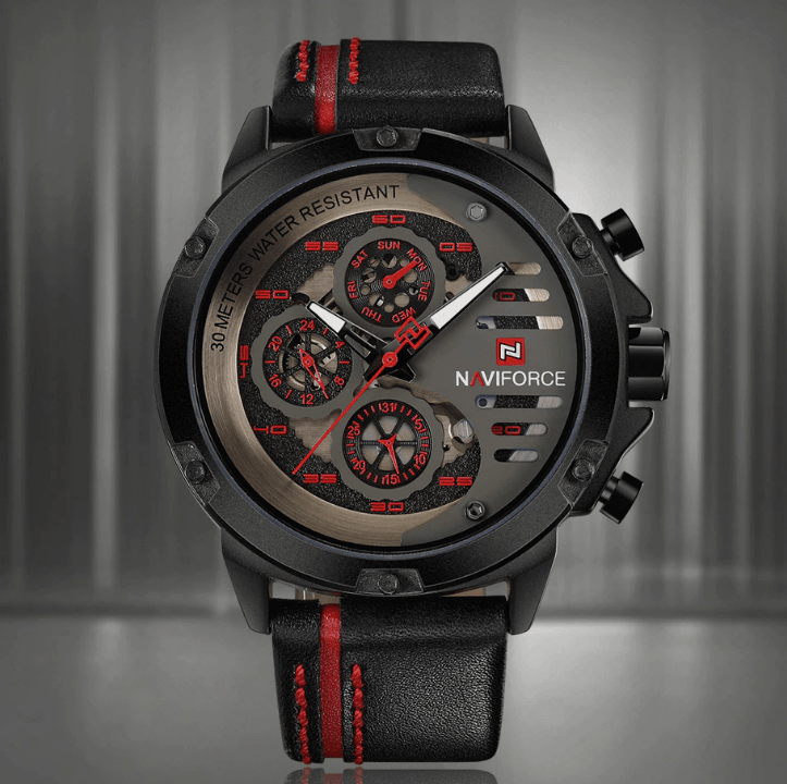 Men's  Sports Waterproof Watch With Chronometers And Leather Belt Multifunction Wristwatch Unique Design Perfect Gift - SJB-DIAMOND ELITES