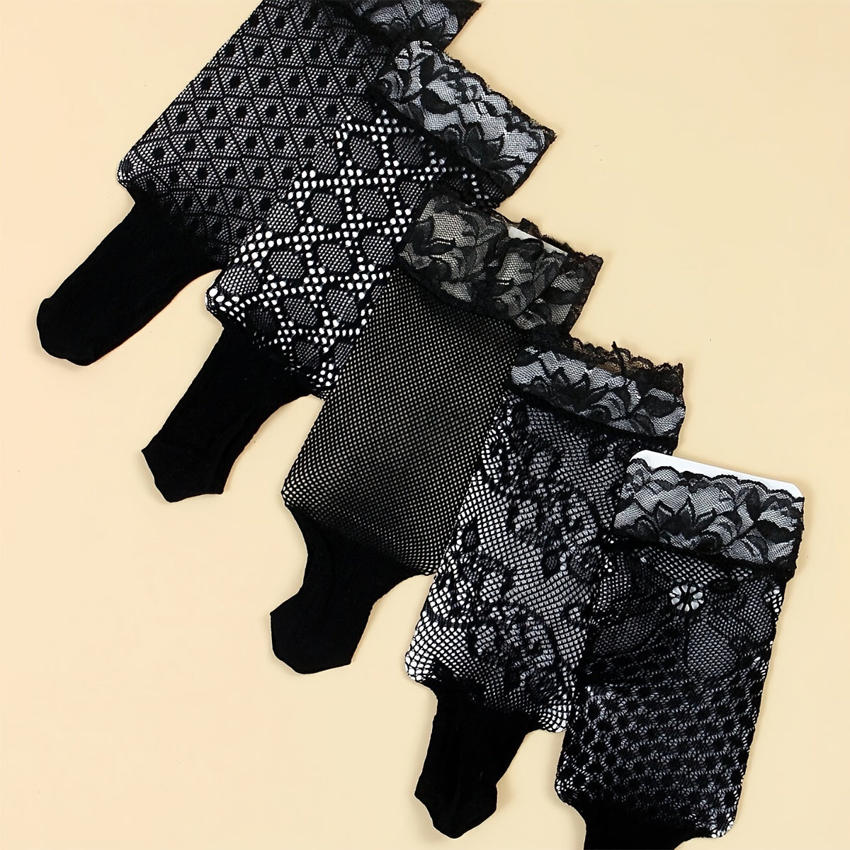 5 Pairs Fashion Thin Floral Lace Socks, Comfy & Breathable Short Socks, Women's Stockings & Hosiery Lootquake LLC