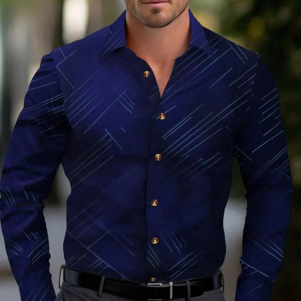 Business Men's Diagonal Striped Shirt Casual Plus Size