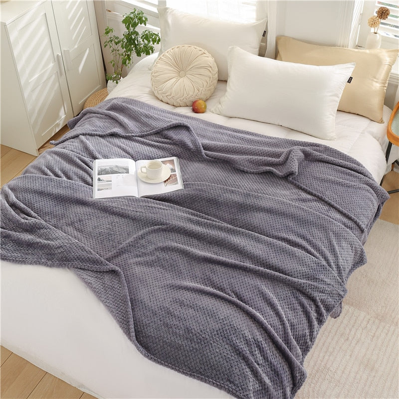 Fluffy Plaid Winter Bed Blankets by Pi Mart