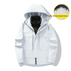 3-in-1 Waterproof Winter Jacket for Men & Women - Removable Down Liner Hooded Windbreaker (5000mm, 90 White Duck Down) - S-6XL Pi-Mart