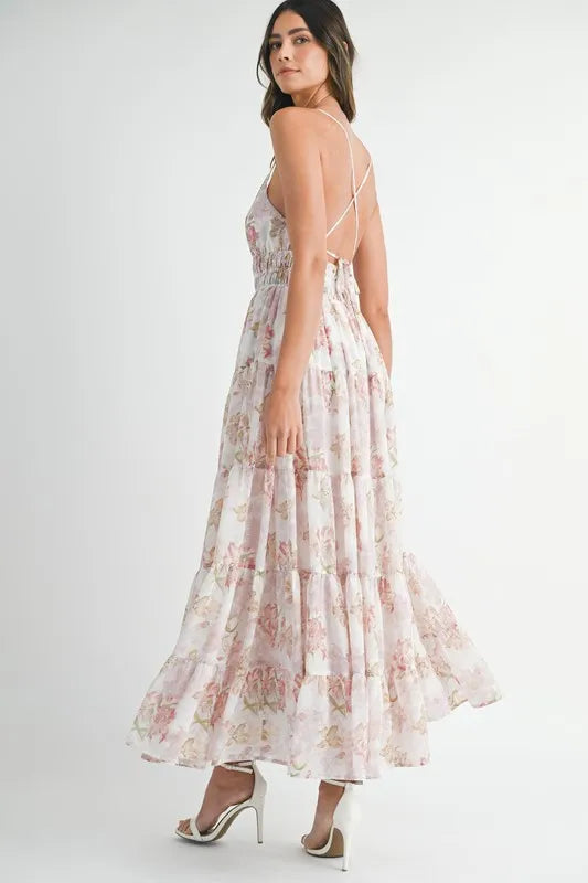 Floral Print Tiered Cami Maxi Summer Dress – Floral Maxi Dress, Tiered Maxi Dress, Cami Maxi Dress, Breezy Summer Dress, Bohemian Maxi Dress Stevvex