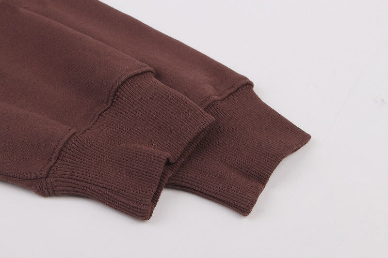 Brown Print Hooded Oversized Sweatshirt