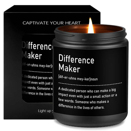 1pc, Lavender Scented Candle, "Difference Maker" Inspirational Quote, 33.81oz Glass Jar with Wick, Bee & Soy Wax, Perfect Gift for Women, Men, Best Friends, Teachers, Bosses, Leaders, Mentors, for Christmas, Thanksgiving, Bir Lootquake LLC
