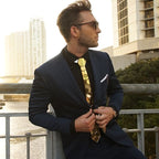 Stitching Geometric Plaid Gold Tie Men's Suit Clothing Lootquake LLC