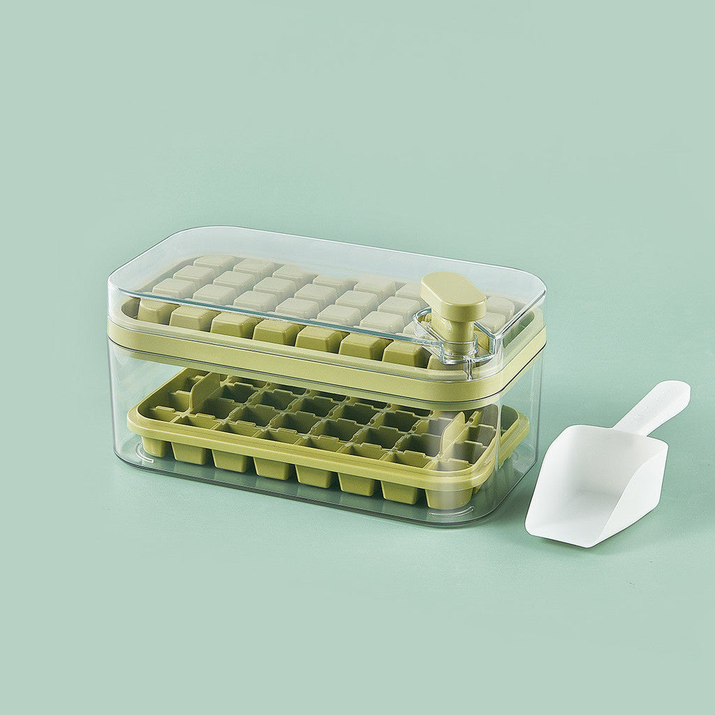 One-button Press Type Ice Mold Box Plastics Ice Cube Maker Ice Tray Mold With Storage Box With Lid Bar Kitchen Accessories Pi-Mart