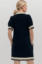 Trendy Contrast Short Sleeve Mini Dress Soft & Comfortable Casual Dress for Women