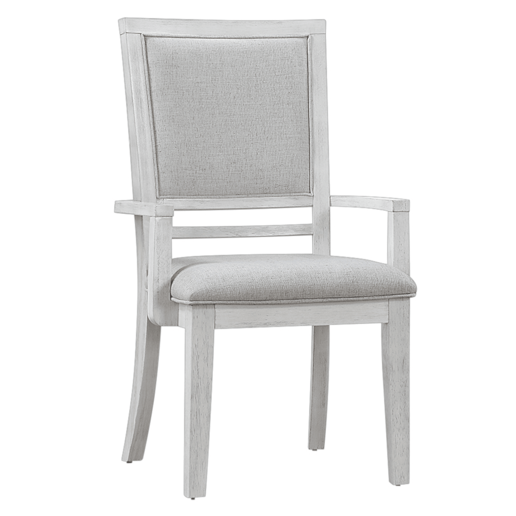 Dover Padded Upholstered Dining Chair With Arms – Set Of 2 In Cerused White Oak Lootquake LLC
