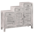 Cottage Three-Tiered Distressed Light Gray Shutter Cabinet Lootquake LLC