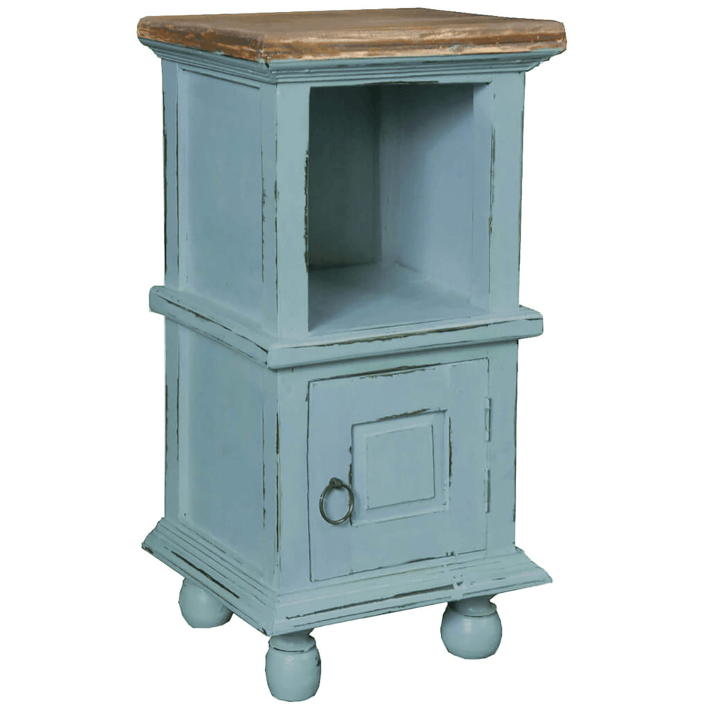 Sunset Trading Cottage Coastal End Table In Two Tone Beach Blue/Savage Brown Lootquake LLC