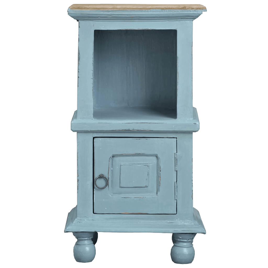 Sunset Trading Cottage Coastal End Table In Two Tone Beach Blue/Savage Brown Lootquake LLC