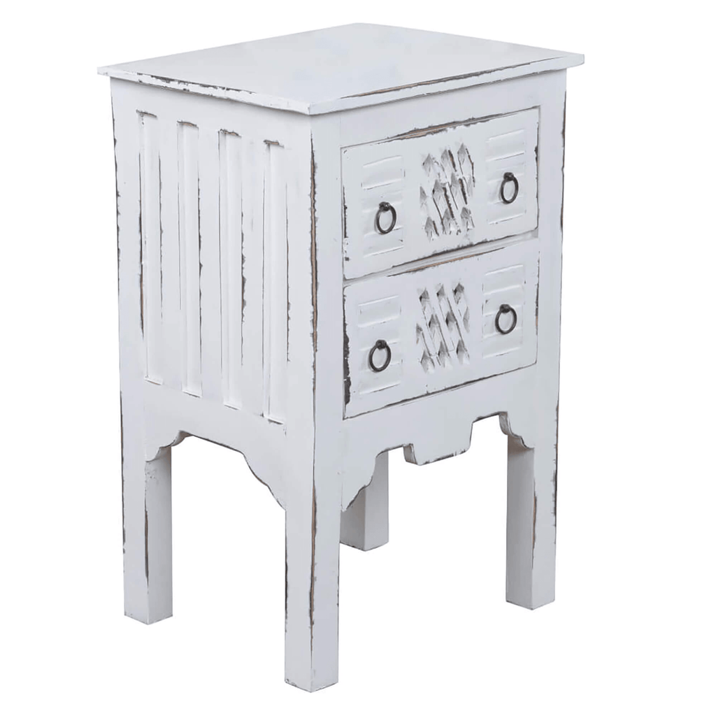 Sunset Trading Distressed White Mahogany Cottage End Table Lootquake LLC