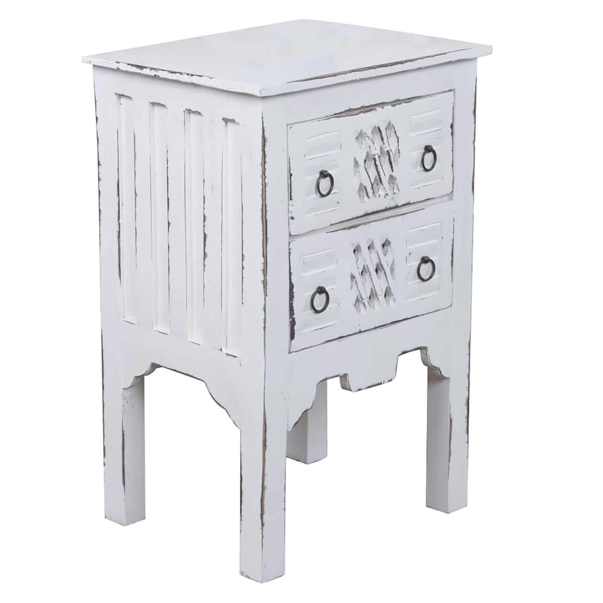 Sunset Trading Distressed White Mahogany Cottage End Table Lootquake LLC