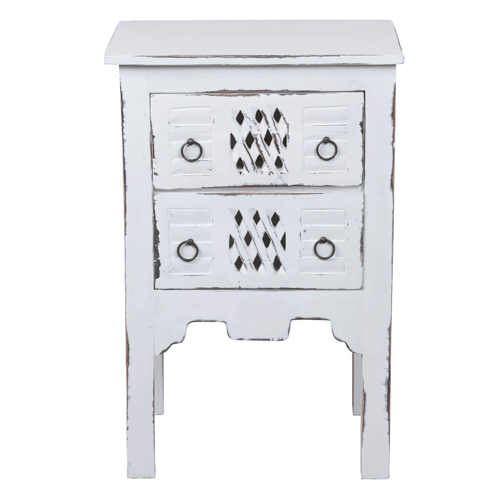 Sunset Trading Distressed White Mahogany Cottage End Table Lootquake LLC