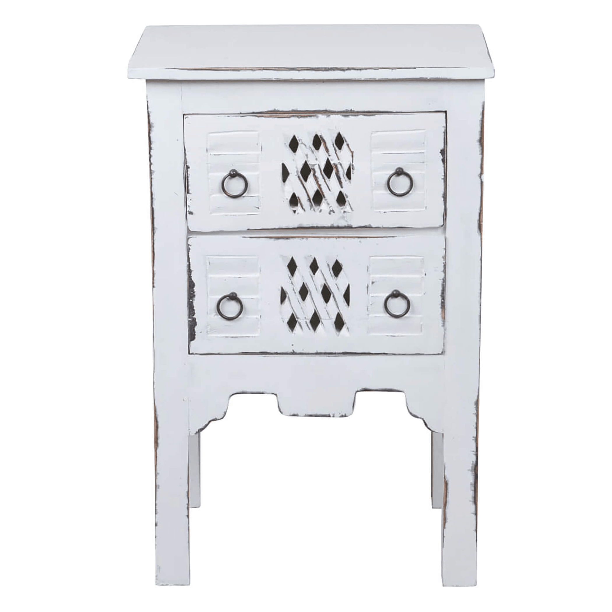 Sunset Trading Distressed White Mahogany Cottage End Table Lootquake LLC