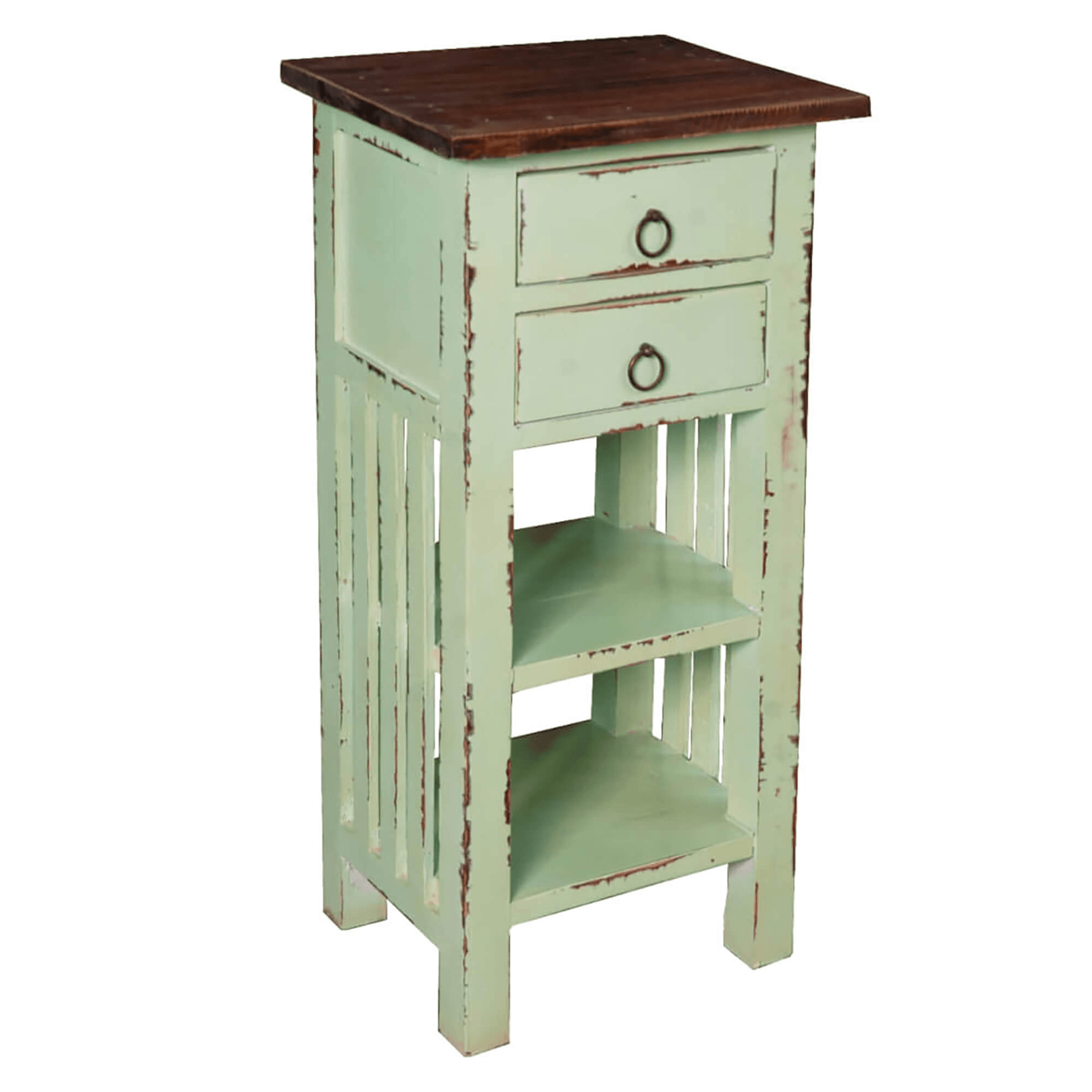 Sunset Trading Cottage End Table With Drawers And Shelves In Bahama Blue/Raftwood Brown Lootquake LLC