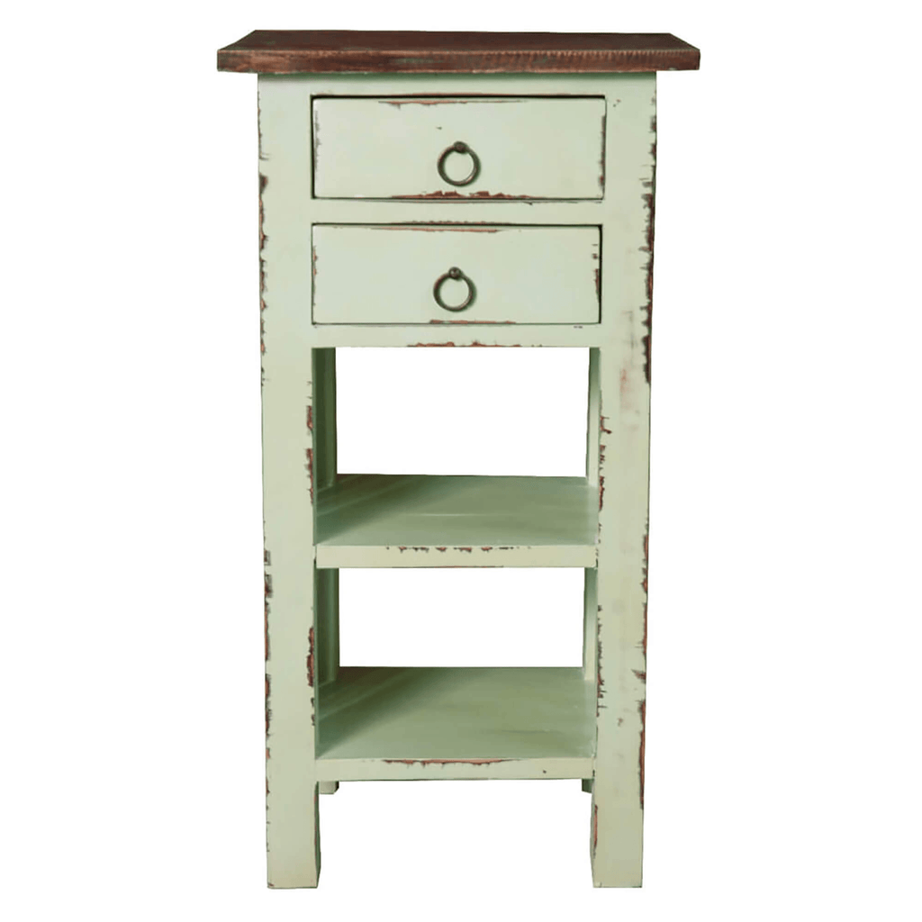 Sunset Trading Cottage End Table With Drawers And Shelves In Bahama Blue/Raftwood Brown Lootquake LLC
